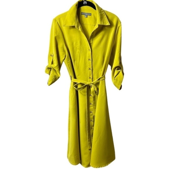 Sharagano Roll Tab Sleeve Tie Waist Shirtdress-Laurel Leaf Size 6 - Picture 2 of 8